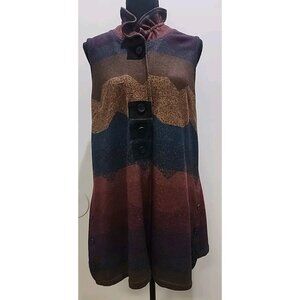 John Mark Vest Womens M Abstract Colorful Button Front Soft Tunic Earth Tones